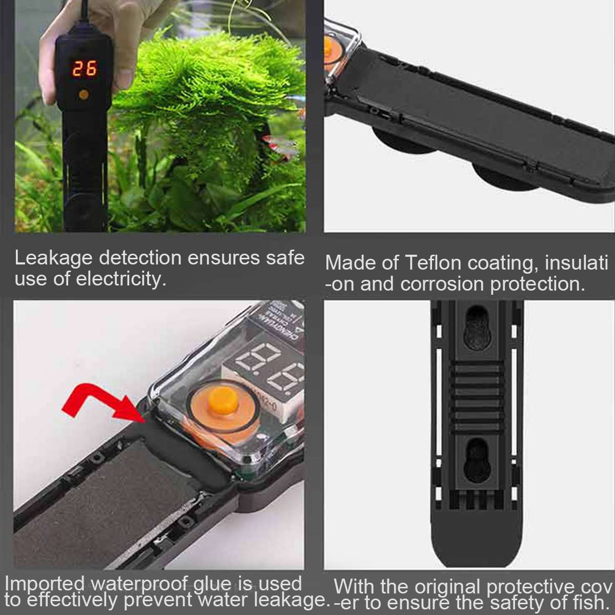 Aquarium Submersible Heater Fish Tank 300/500W LCD Display Digital Adjustable Water Heater Rod Temperature Control Supplies