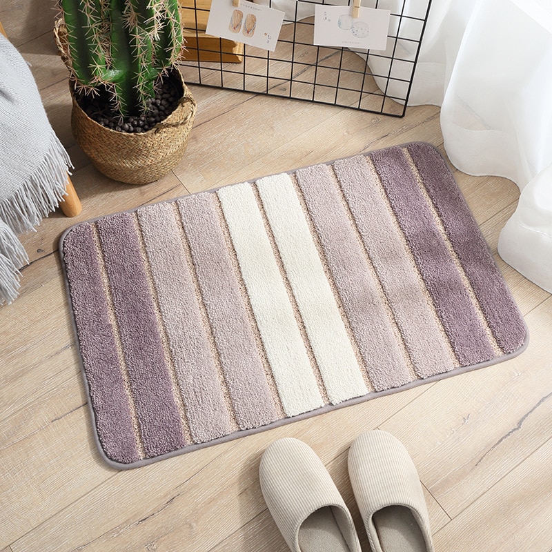 Eenvoudige streep slaapkamer deurmat tapijt waterabsorberend toilet mat badkamer antislip badmat vacuüm tapijt voor balkon 80*120cm