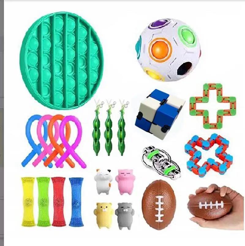 22 Pack Zappeln Spielzeug Stress Relief Spielzeug Autismus Angst Relief Stress Pop Blase Zappeln Sensorischen Dekompression Spielzeug für Kinder Erwachsene: 23PC4
