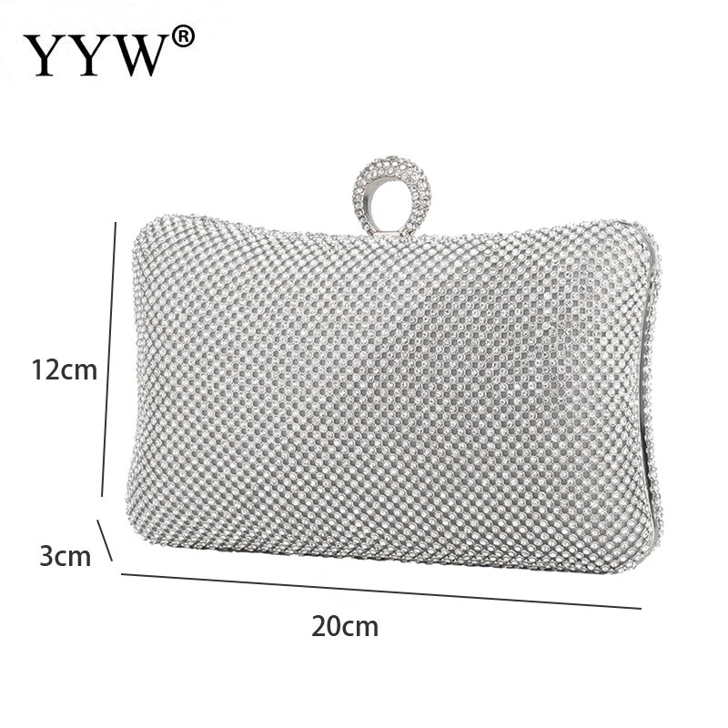 Dames Avond Party Clutch Bag Avond Clutch Handtas Keten Vrouwen Portemonnee Purse Voor Gsm Lippenstift Wedding Clutch Zilver