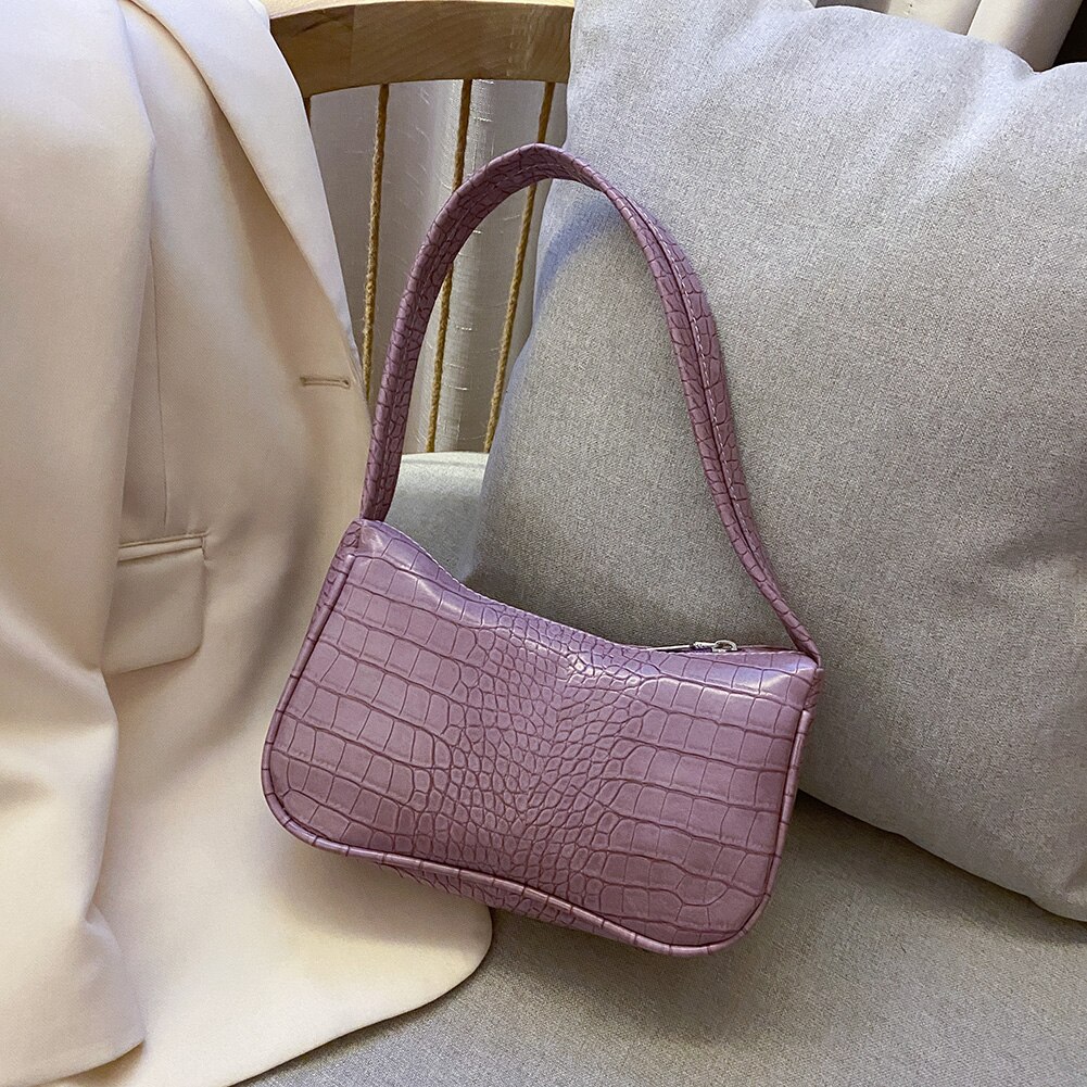 Bolso Casual de cuero PU con correa, bolso para mujer, cadena, tipo bandolera bolso de hombro, Popular, Simple, bolso de diario para mujer,: type2 purple