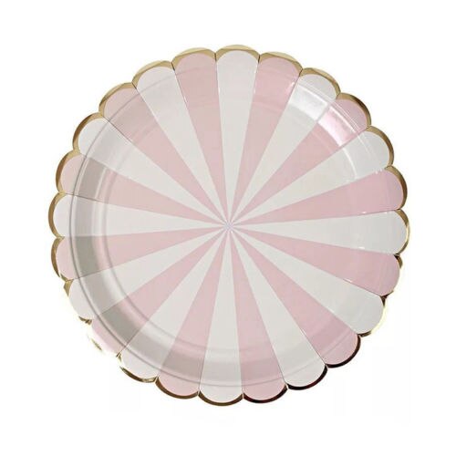 8 st dur rosa randiga pappersmuggar vuxna barn födelsedagsfest middagsservis