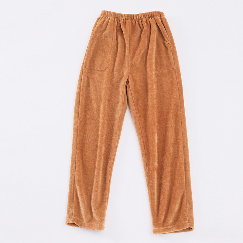 Feier hombres invierno franela Sleep Bottoms pantalones largos gruesa ropa de casa Casual pijama Pantalones suaves sueltos ropa de dormir: Naranja / XXXL