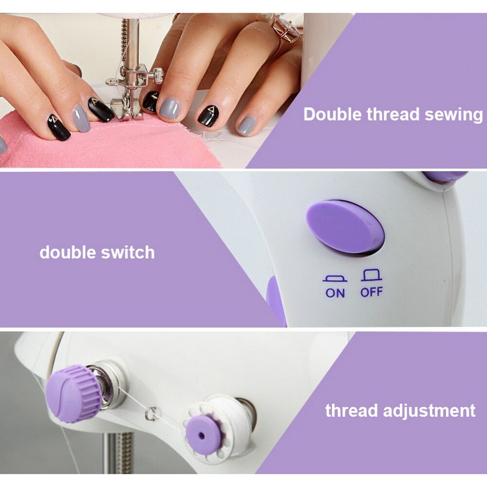Portable Desktop Mini Electric Sewing Machine Handheld Household Tailor 2 Speed