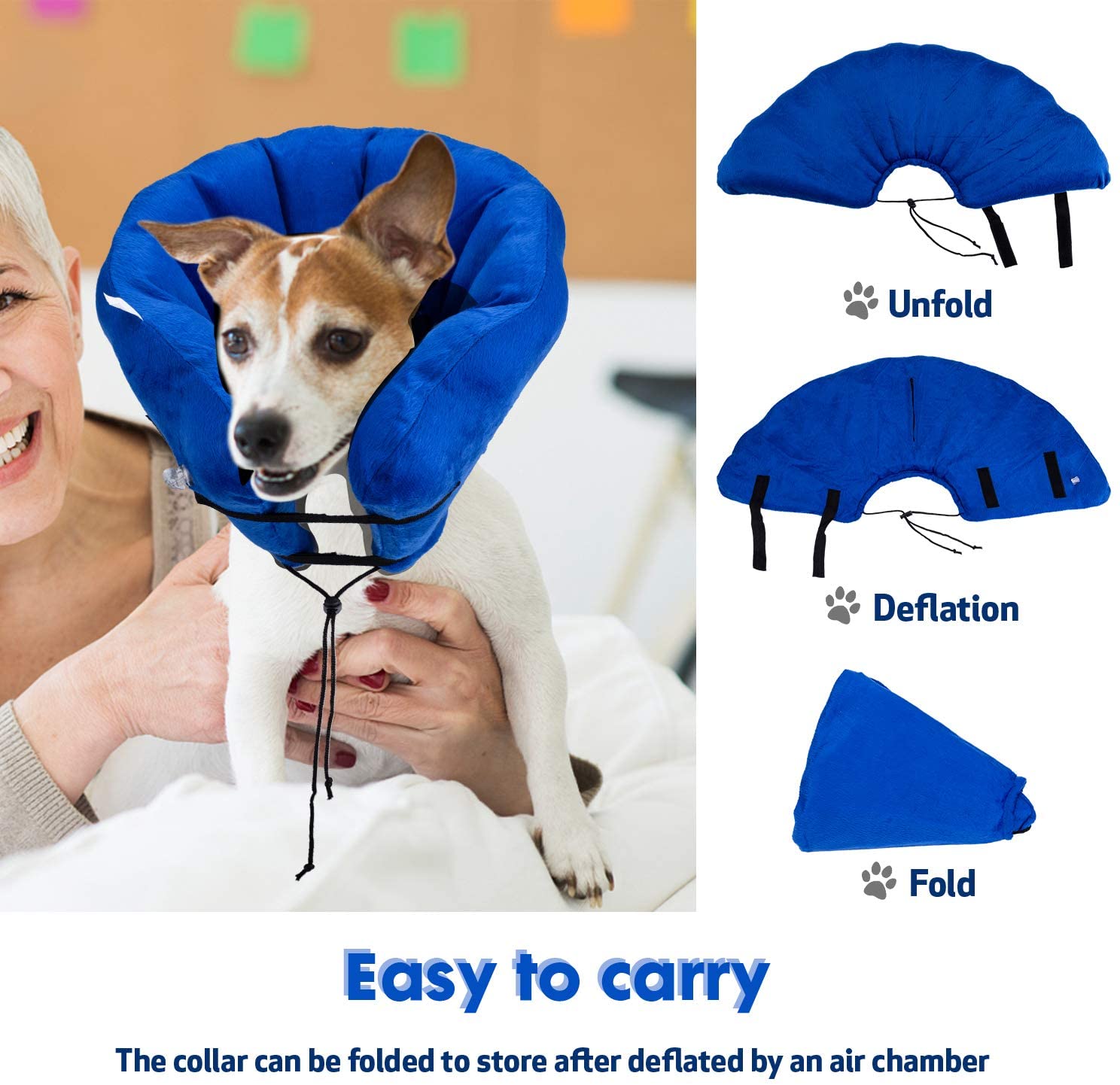 Inflatable Recovery Collar for Dogs Cats Pets [Upgraded Version], Adjustable Soft Collar to Prevent Pet Licking Touching Wounds