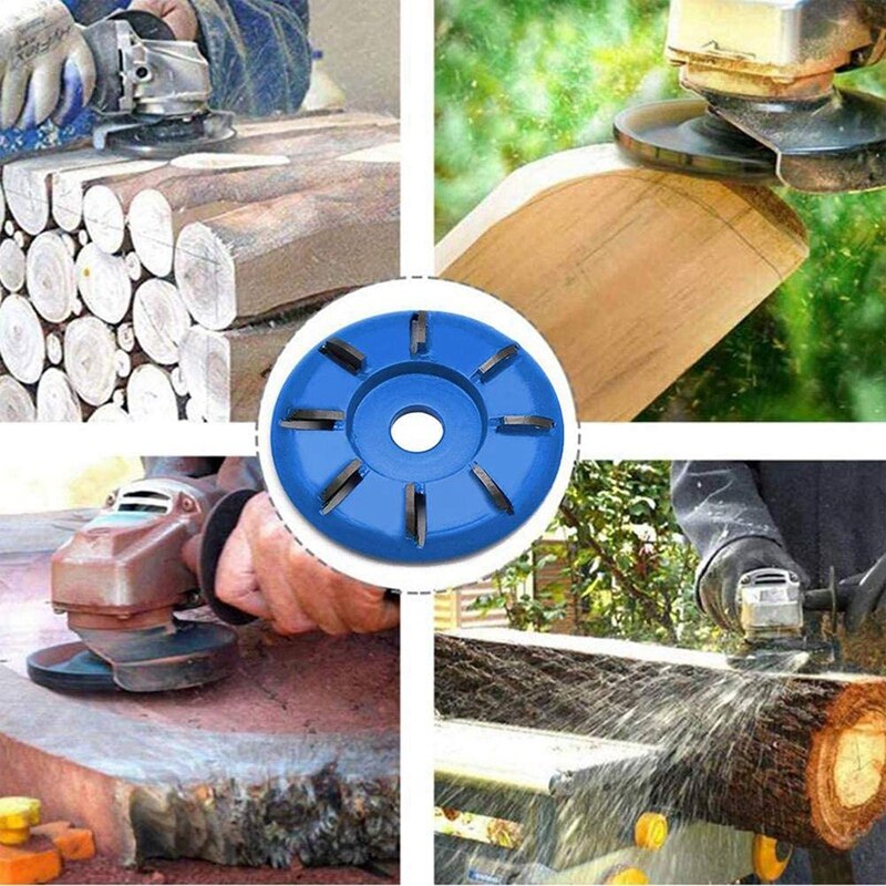 Wood Turbo Carving Disc (Curve,Blue) in 8 Teeth Angle Grinder Disc Milling Cutter Tool for Angle Grinders Attachment