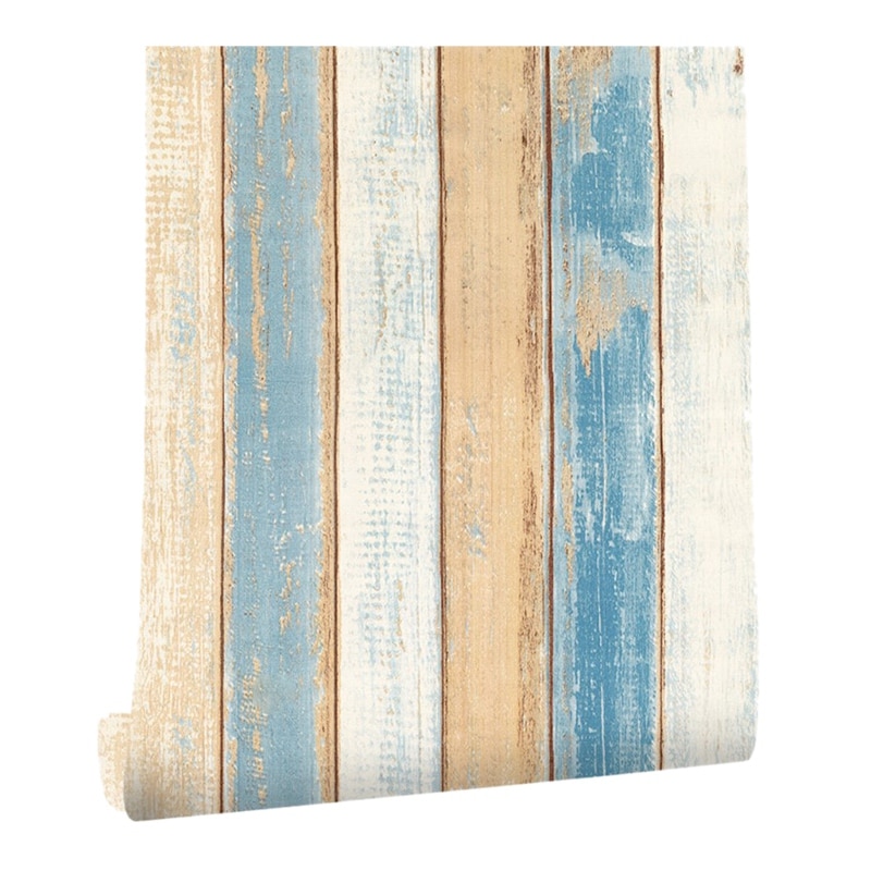 6M vinilo 3D papel de grano de madera Mediterráneo papel autoadhesivo pegatinas de pared para muebles