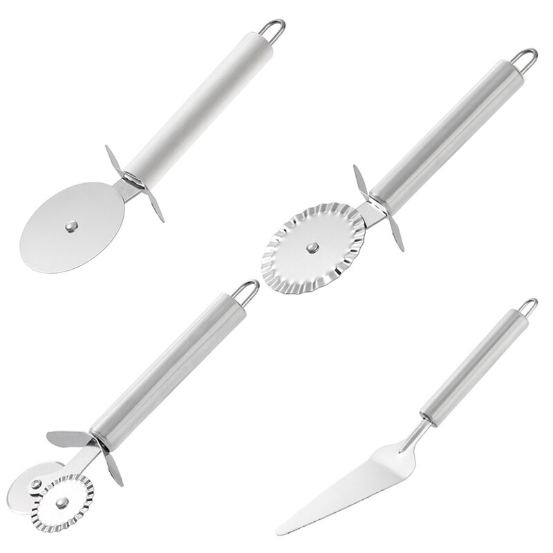 Pizzasnijder Dubbele Roller Pizza Mes Cutter Gebak Pasta Deeg Crimper Keuken Pizza Gereedschap