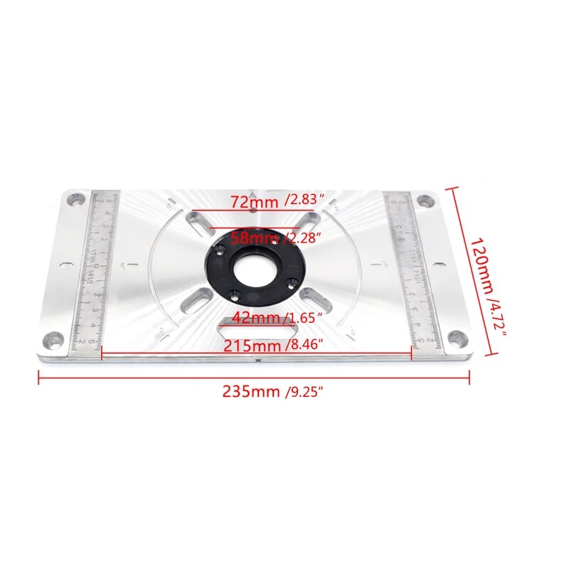 Aluminum Alloy Router Table Insert Plate Table for Woodworking Engraving Flip Board with Rings Milling Trimming Machine