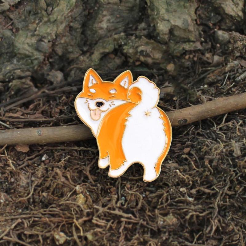 Liga shiba inu cão broche criativo mochila jaqueta esmalte pinos crachá meninos meninas jóias presente fotografia acessórios