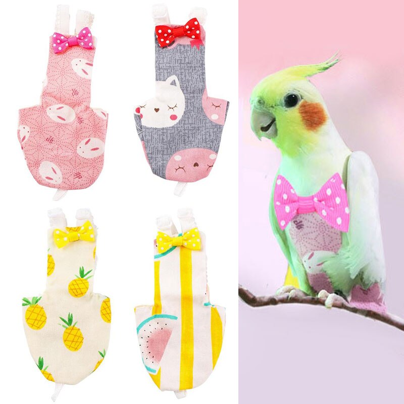 Neue Haustier Vogel Papagei Taube Windel mit Bowtie SchöNe Hase Obst Blume Gedruckt Nymphensittich Waschbar Kleidung Flug Anzug Ornament