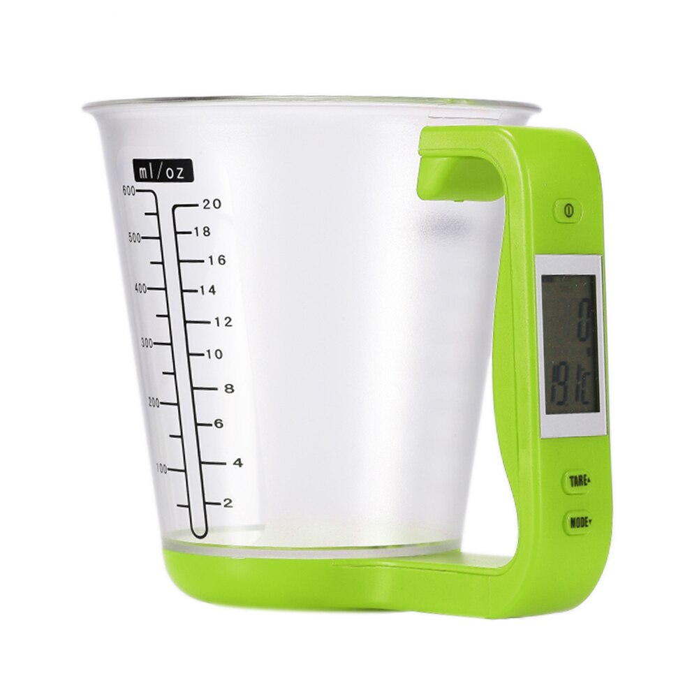 Portable Electronic Measuring Cup Kitchen Scales with LCD Display Plastic Digital Beaker Host Weigh Temperature Measurement Cups: Green