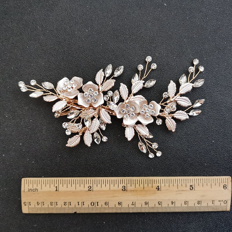 Slbridal handgemaakte oostenrijkse kristal bruids haarspeldjes haarspeldjes haarspeldjes bruidsmeisjes sieradensets: Gouden haarspeld