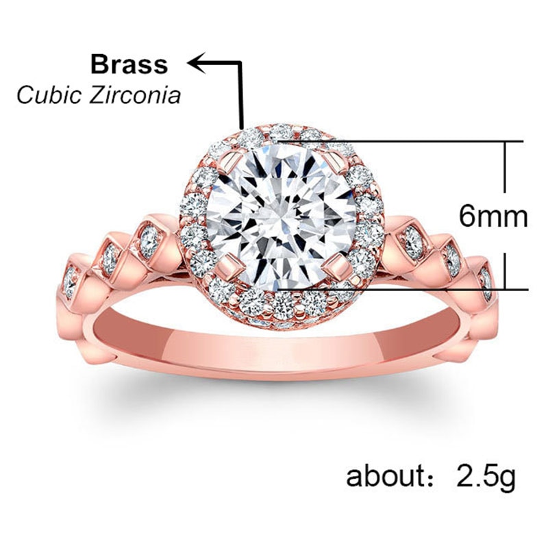 Huitan Dazzling Zircon Stone Wedding Party Ring Simple Stylish Rose Gold Color Engagement Rings For Girlfriend Women Jewel Ring