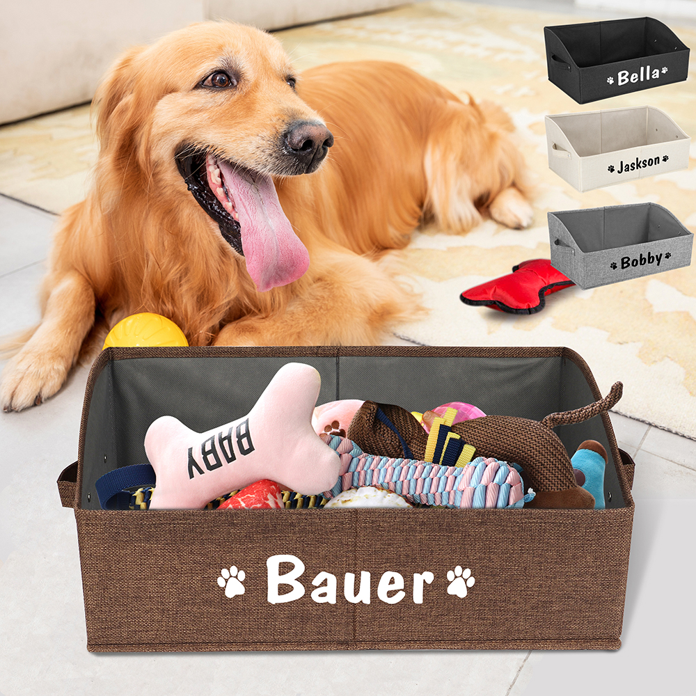 Custom Hond Speelgoed Opbergdoos Opvouwbare Kat Honden Opbergmand Gratis Print Naam Paw Pet Organizer Manden Voor Honden Katten Huisdier Benodigdheden