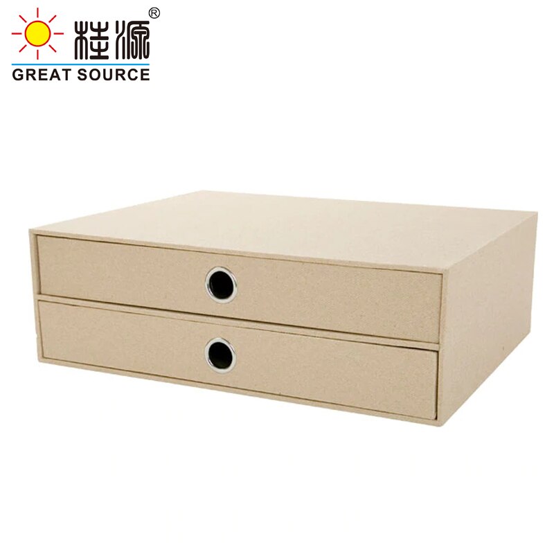 2 couches De Carton de Bureau Ordinateur De Bureau Organisateur De Rangement 2 tiroirs Armoire Beige En Lin Imitation Bois Naturel Papier (2 pièces)