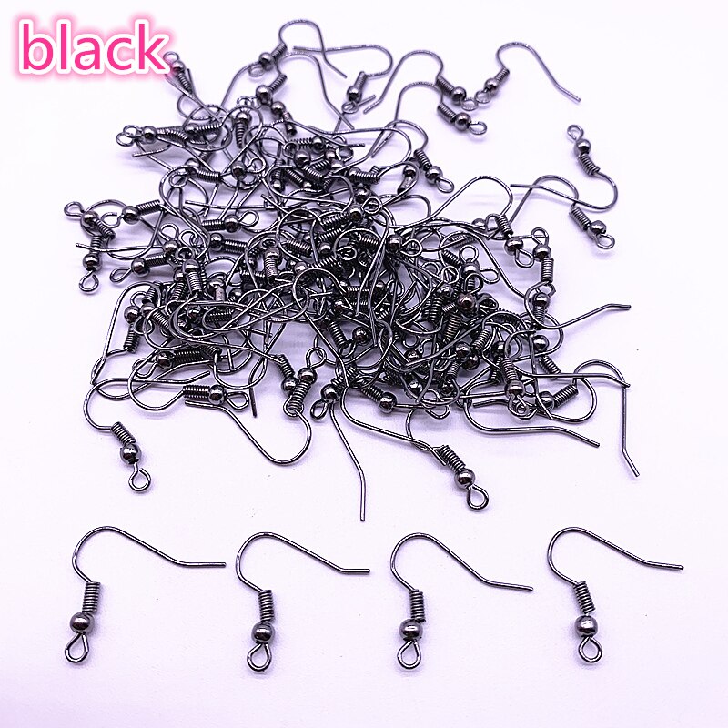 100pcs(50pair) 17x20mm Earring Findings Earrings Clasps Hooks Fittings DIY Jewelry Making Alloy Hook earrings Accessories: black