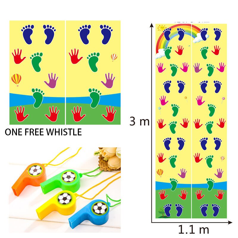 Hand and Feet Game Kids Jumping Carpet Mat Children Jump Lattice Pad Family Kindergarten Indoor Outdoor Team Toys: double yellow