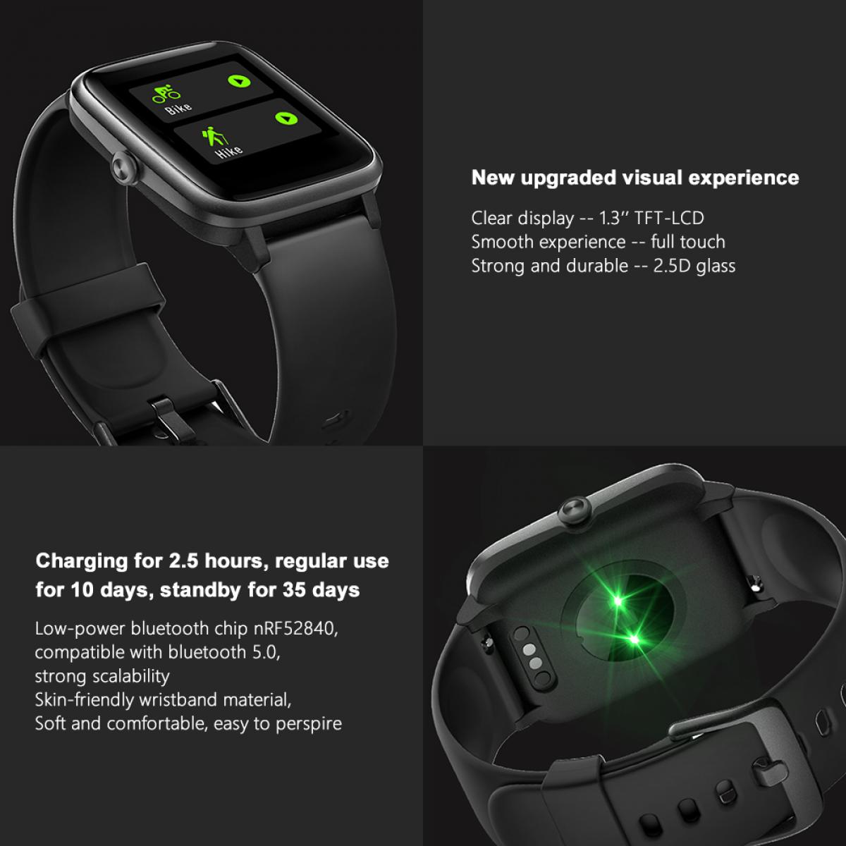 Bluetooth ID205L HD Screen Smart Watch Wearable Tracker Heart Rate Sports Waterproof 1.3 Inch for Android Ios Smart Watch