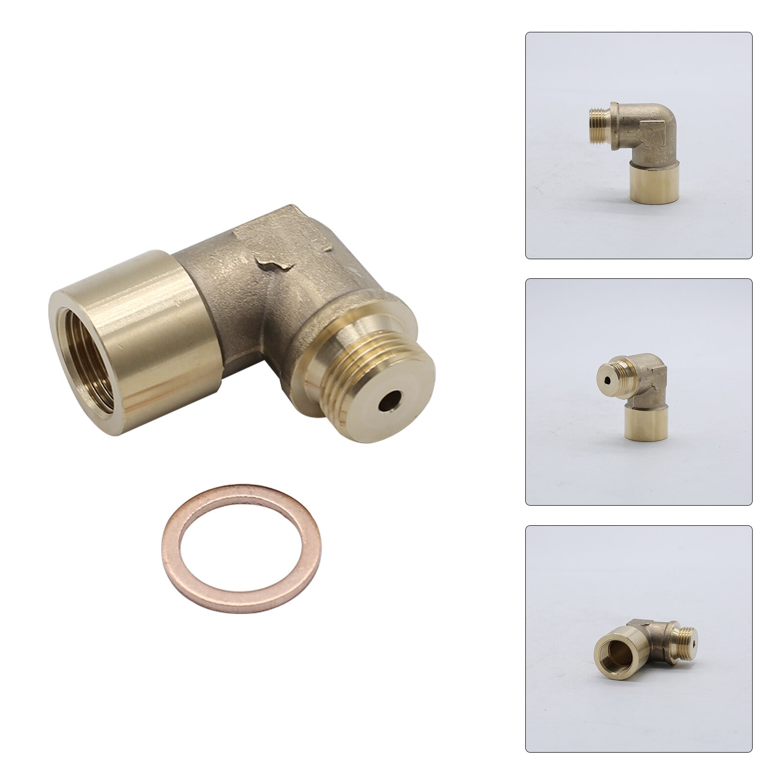 AOZBZ Car Oxygen Sensor Extender Brass Adjustable 90 Degree Angled Bung With Extension Spacer Right Angle Extender for Vehicle