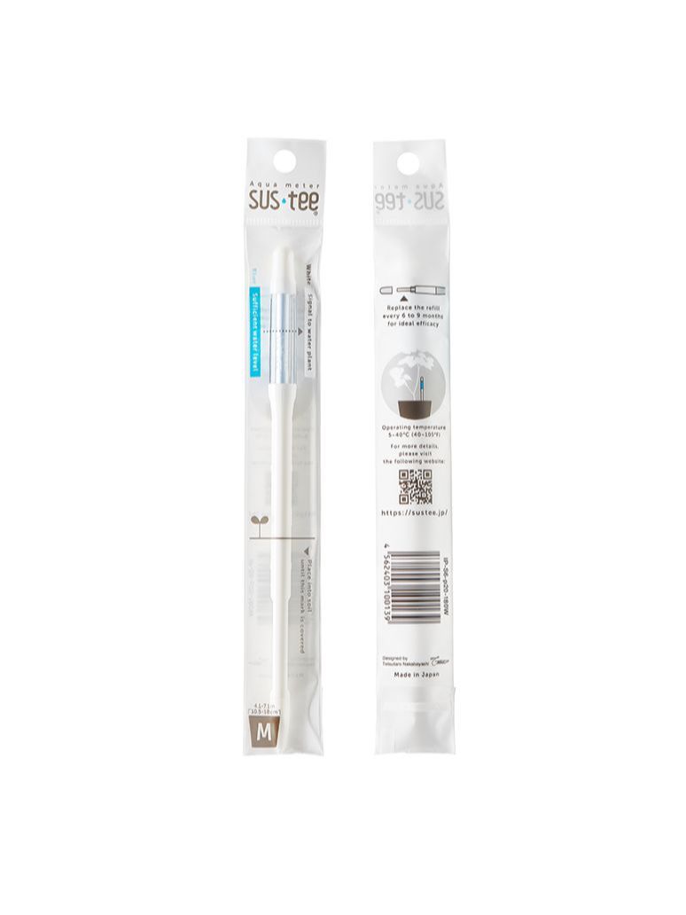 Sostee Aquameter, Sensor de humedad del suelo para plantas en macetas, comprobador de riego, sonda, (Blanco/verde, Grande/mediano/Pequeño, rellenable)