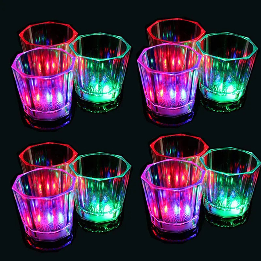 24 pçs led copo brilhante iluminar copo de tiro led flash beber óculos iluminar óculos de tiro festa brilho no escuro favores de festa