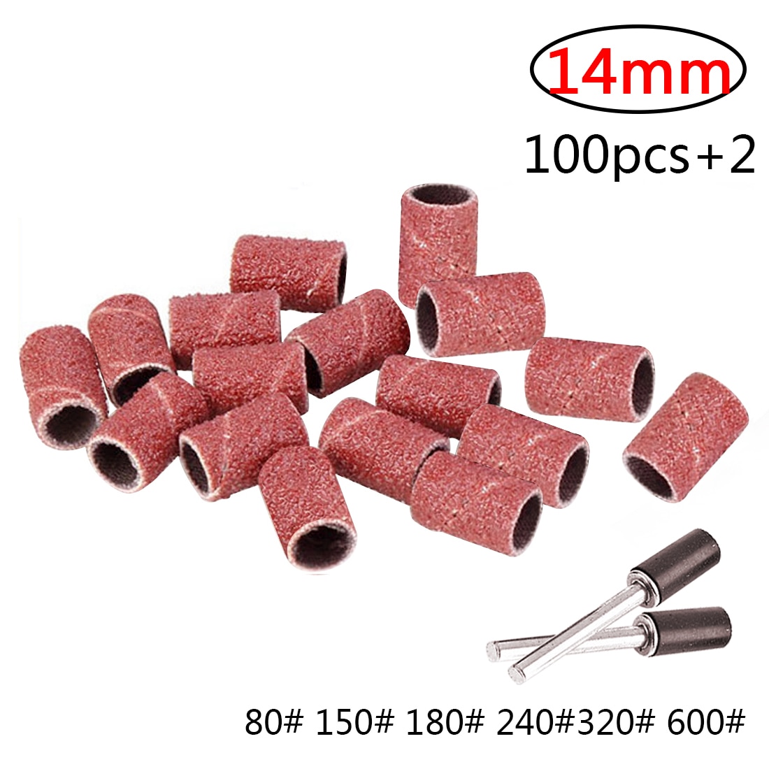 Sanding Drum Set #80-#600 Grit with 3.17mm Sanding Mandrel for Dremel Rotary Tools Abrasive Tools 8mm/14mm Sanding Bands