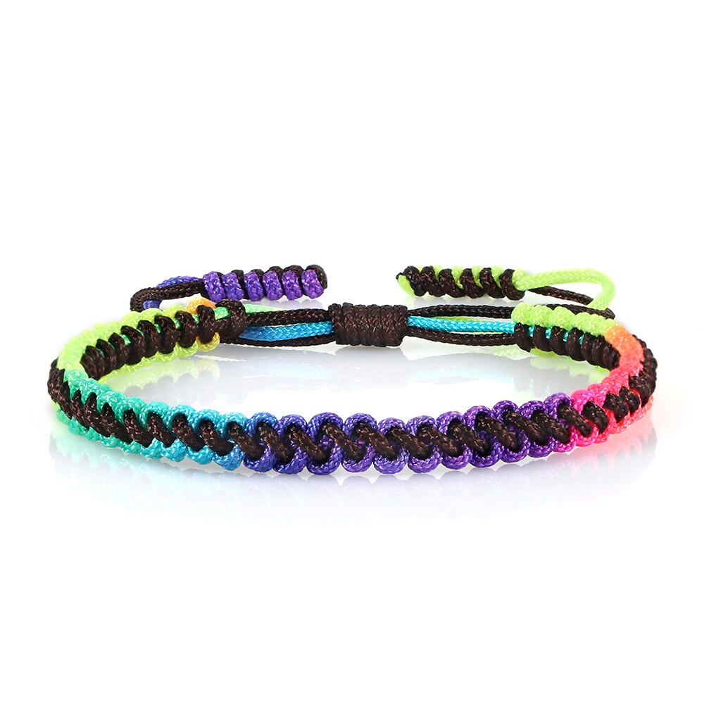 Pulsera de cuerda de color negro y marrón para hombre y mujer, pulsera trenzada de cadena ajustable tejida, accesorios hechos a mano, joyería al por mayor, de la suerte: brown-3