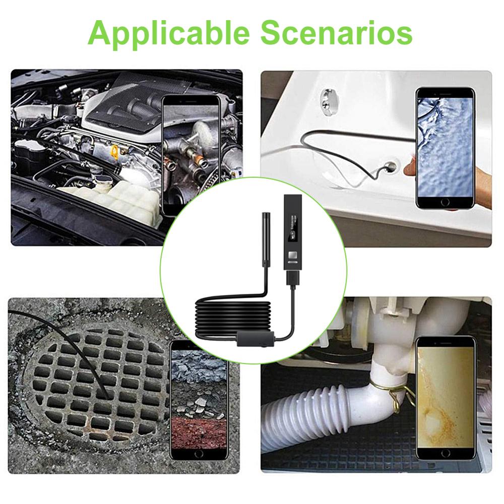 Wireless Endoscope 2MP IP68 8mm Waterproof Wifi Borescope Far Focal Car Inspection Flexible Mini Camera for IOS Android PC