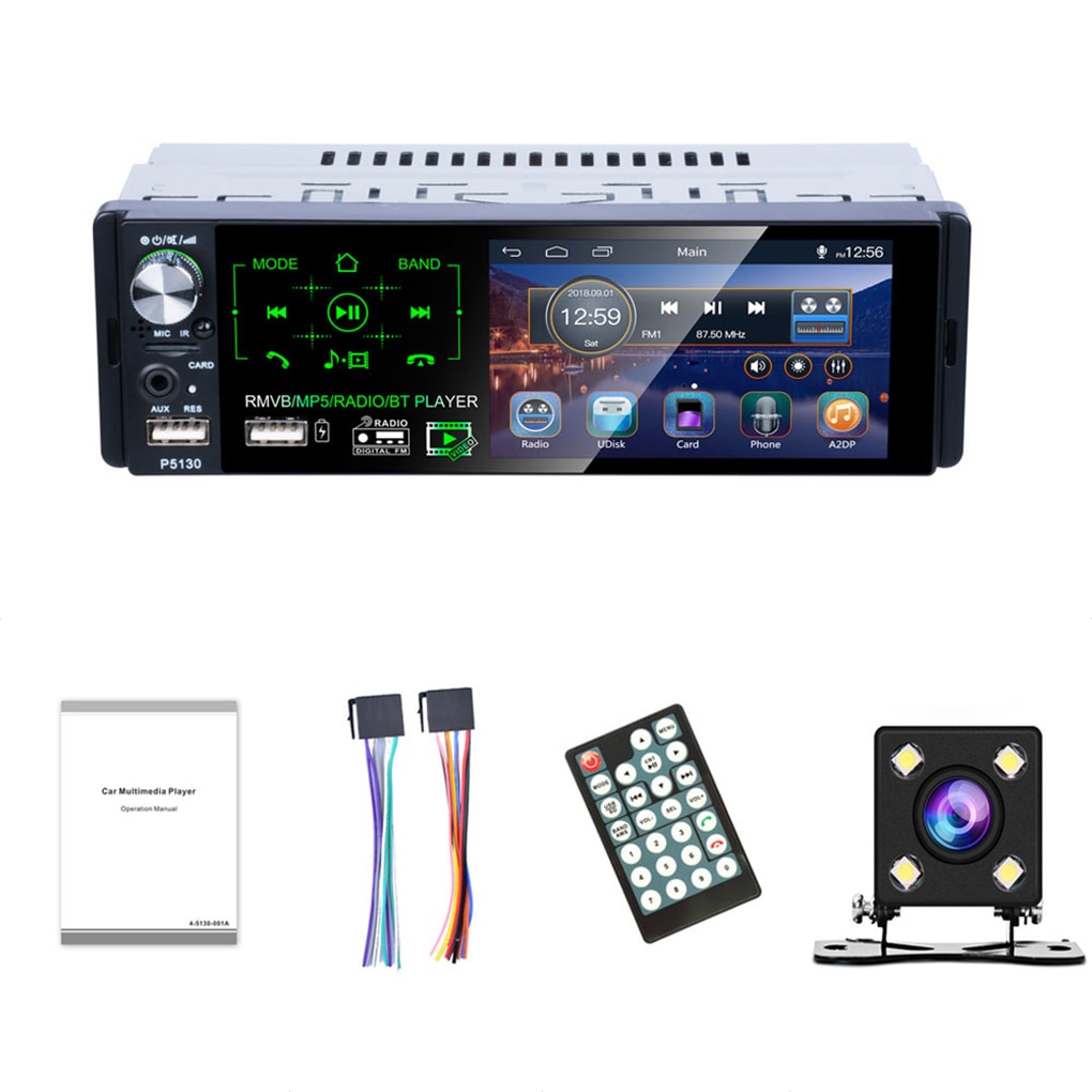 4.1 " 1 din kapacitiv pekskärm bluetooth bilstereo radio  mp5 spelare fm/am/rds+subwooferutgång+gratis kamera