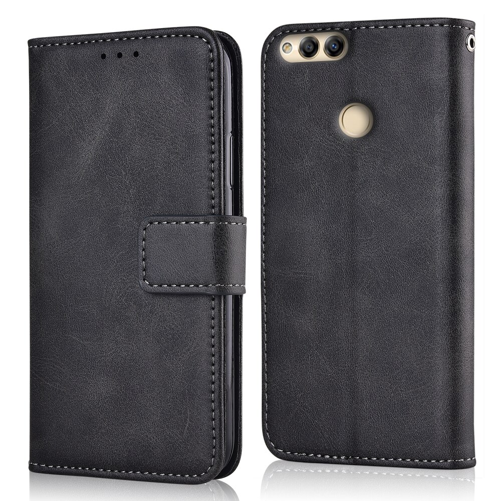 For Huawei Honor 7X BND-L21 Case For On Huawei 7X Coque Luxury Wallet Case For Huawei 7 X BND-L21 Book Flip Cover Phone Bag: niu-Dark Grey