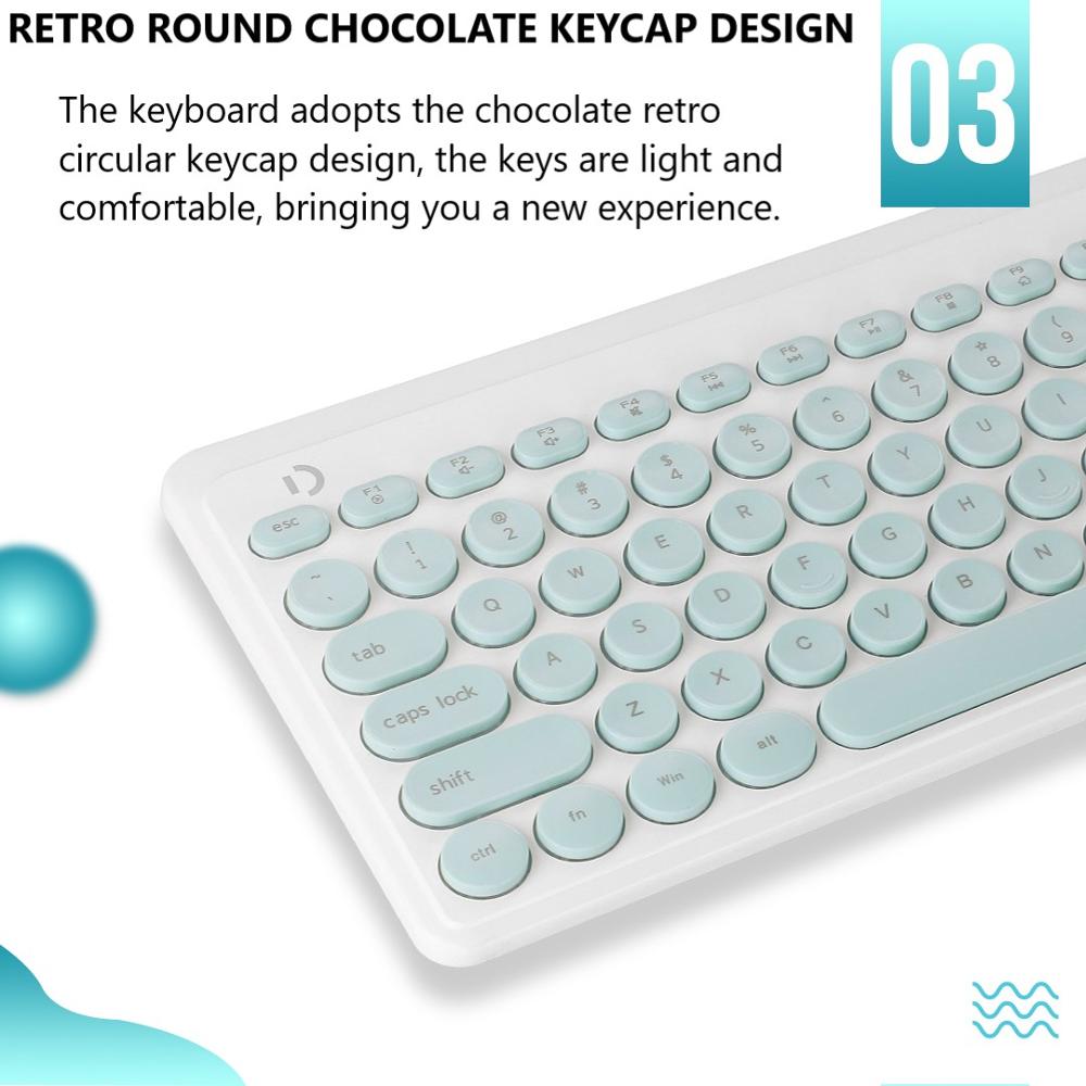 Wireless Keyboard and Mouse Combo Portable Silent Chocolate Key Ultra-Thin Cute Mini Keyboard Mice Set for Office Laptop PC