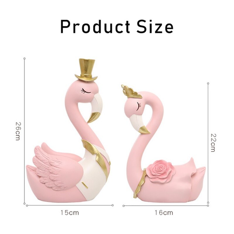 Symbole de Couple de flamands roses de cygne nordique, décoration créative pour la maison, salon, chambre à coucher, décoration de Table