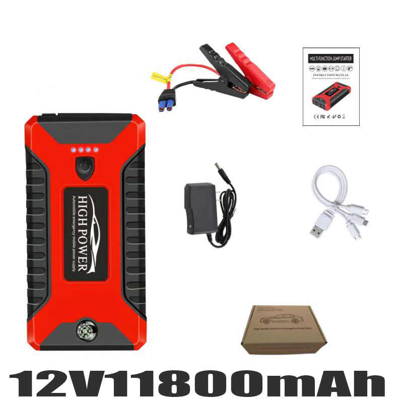 Car Jump Starter Starting Device Battery Power Bank 99999mAh Jumpstarter Auto Buster Emergency Booster Car Charger Jump Start: black