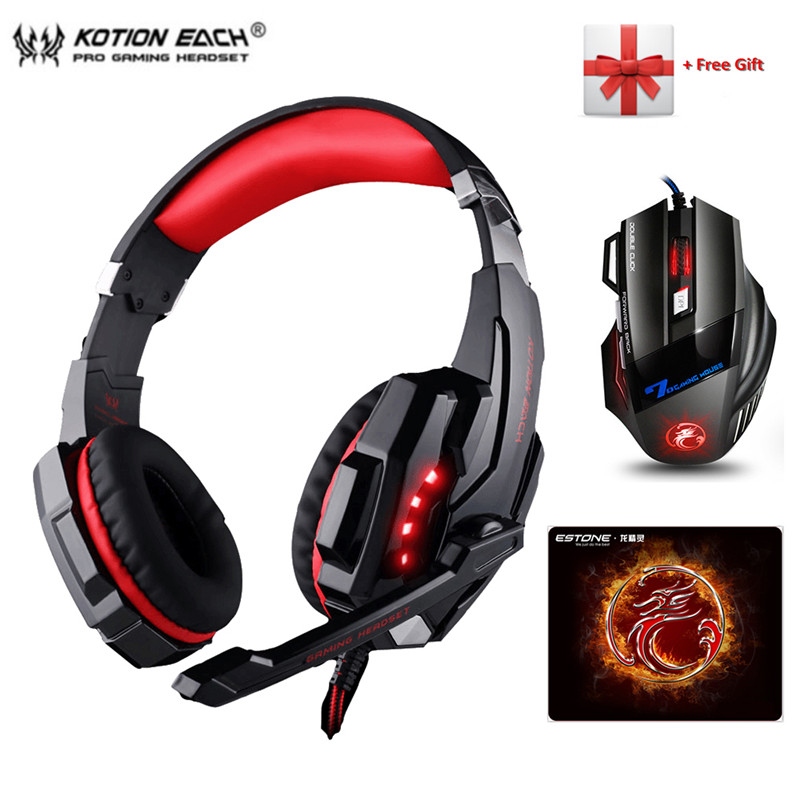 KOTION EACH G9000 gra słuchawki 3.5mm słuchawki PS4 słuchawki do gier słuchawki z mikrofonem na PC Laptop playstation 4: G9000 red mouse