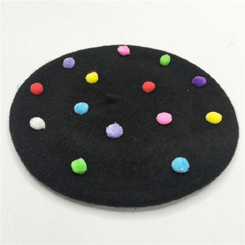 Chapéus de lã para meninas, chapéu de pompom de inverno para crianças de 3-6 anos: Preto