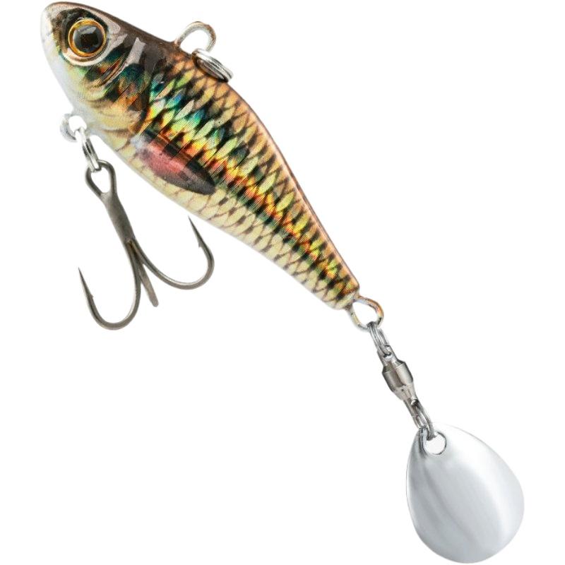 28g Tail Spinner Fishing Lure VIB Hard Bait 3D Realistic Scale Full Water Layer For Bass Shore Fishing Tackle Equipment: green