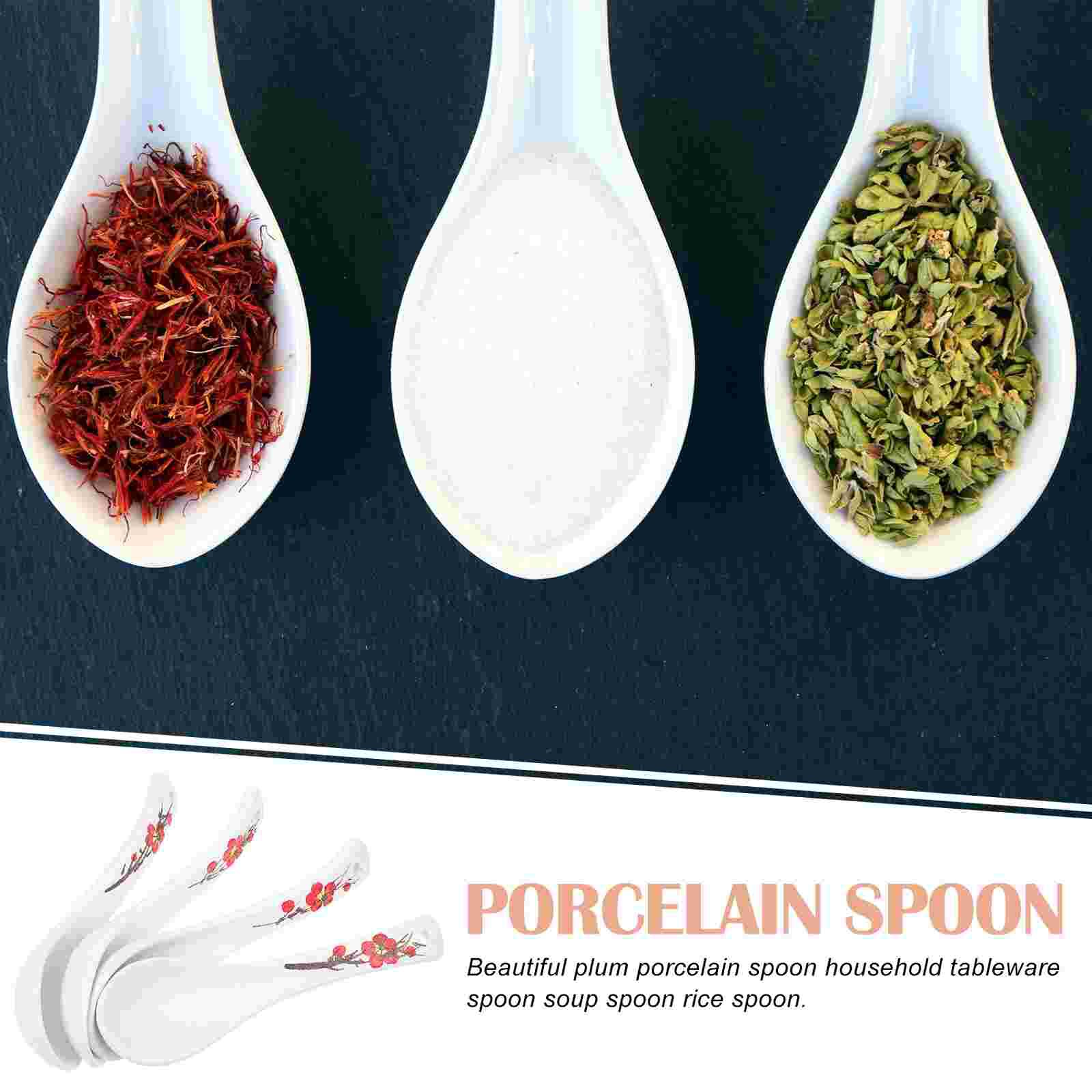 4Pcs Porridge Spoon Restaurant Soup Spoon Practical Dessert Spoon for Restaurant Shop Home
