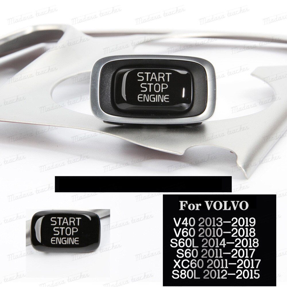 For Volvo one-button start button decoration button sticker Repair Car Engine Replace Cover Stop Switch Key Decor Car Styling: Black