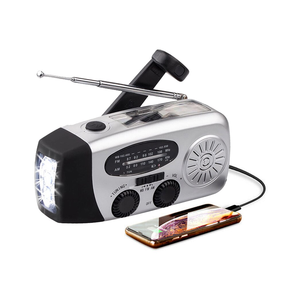 Emergency Radio Hand Crank Solar Weather Radio 1200mAh AM / FM / NOAA Emergency Weather Radio Portable Power Bank Solar Charging