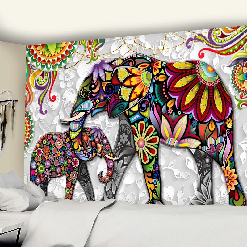 Boho Decoration Home Decor Mural Elephant Tapestry Wall Hanging Bohemian Hippie Bedroom Background India Aesthetic Room Decor