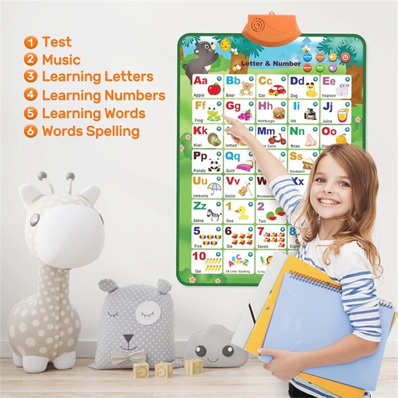 Baby Interactive Alphabet Wall Chart Talking Music Posting Preschool Learning Tools Children Educational Language Learning Toys