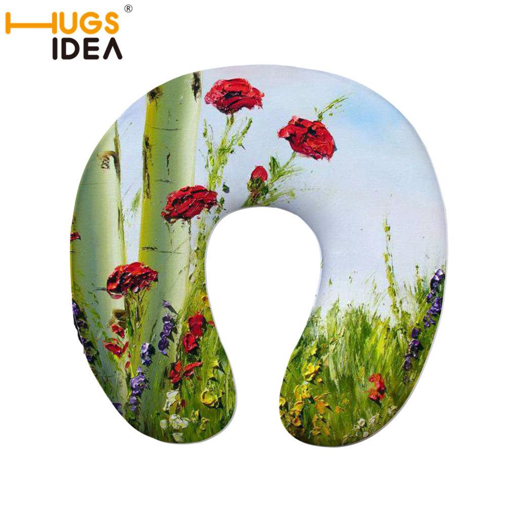 HUGSIDEA-oreiller en forme de U | Confortable motif floral, de styliste, pour le cou, la voiture et le voyage, oreiller en forme de mémoire, pour la voiture et le bureau: CC1893CT