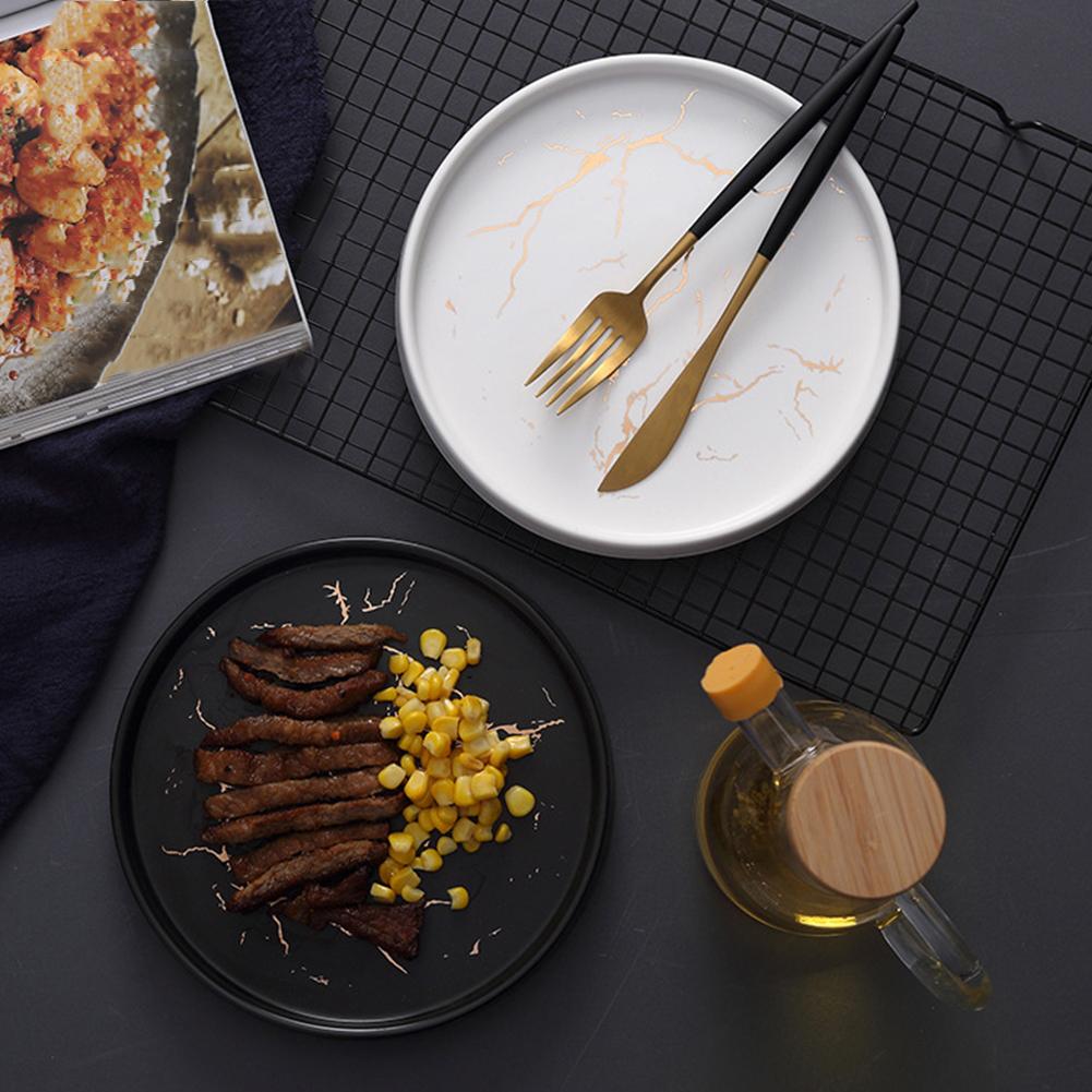 Vaisselle en céramique de Style scandinave | Assiette en marbre, décoration de bureau assiette à Steak de l'ouest, accessoires de tir, décor d'assiette à déjeuner
