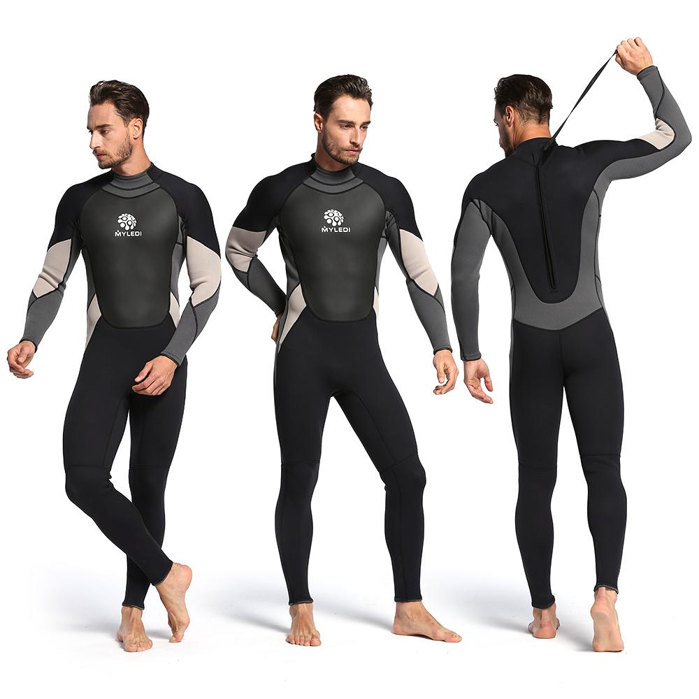 3mm One-Piece Close Body Neoprene Diving Suit Winter Long Sleeve Men Wetsuit Scuba Dive Spearfishing Snorkeling Suit