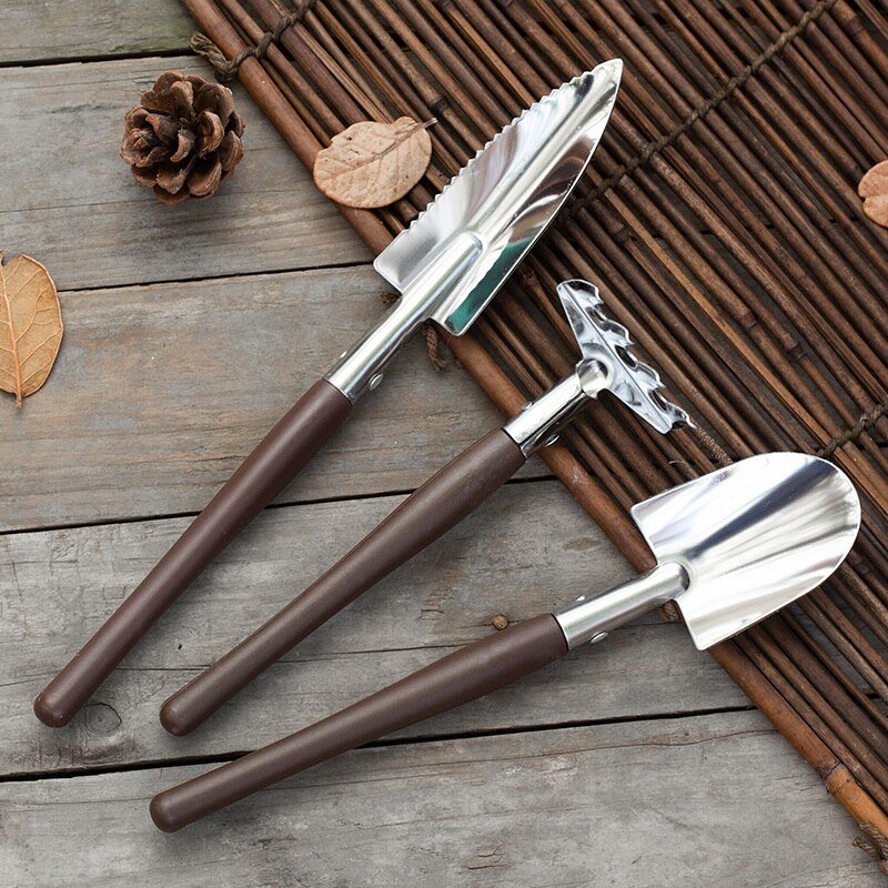 Mini juego de herramientas de jardinería con mango de resina, Mini pala de hierro, rastrillo, suculentas, suelo en maceta, aflojamiento, suministros de jardín para el hogar