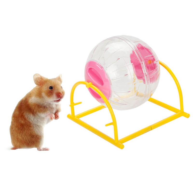 Mascota hámster juguete de bola para correr para ANIMAL PEQUEÑO plástico transparente hámster Jogging Ball Rack Entrenamiento de mascotas rueda de suministro de ejercicio