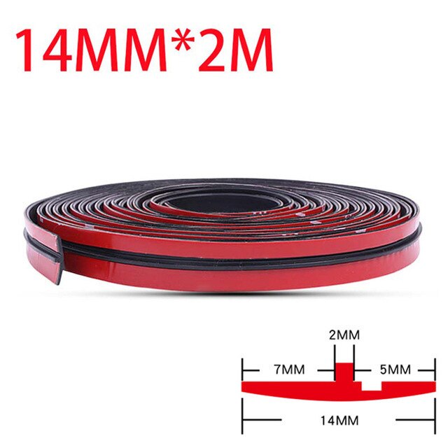 14mm/19mm bilgummi tätningslister auto tätningsskydd klistermärke fönsterkant bil vindruta tak gummitätning: 14mm 2m