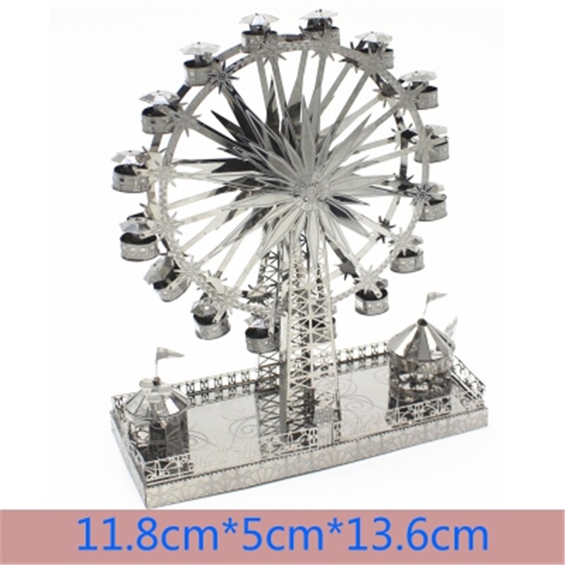 Architecture 3D Metal Puzzles World Famous Building Cathedral Tower Garden Bridge Jigsaw Construction Handmade Manual Toys: Ferris wheel B