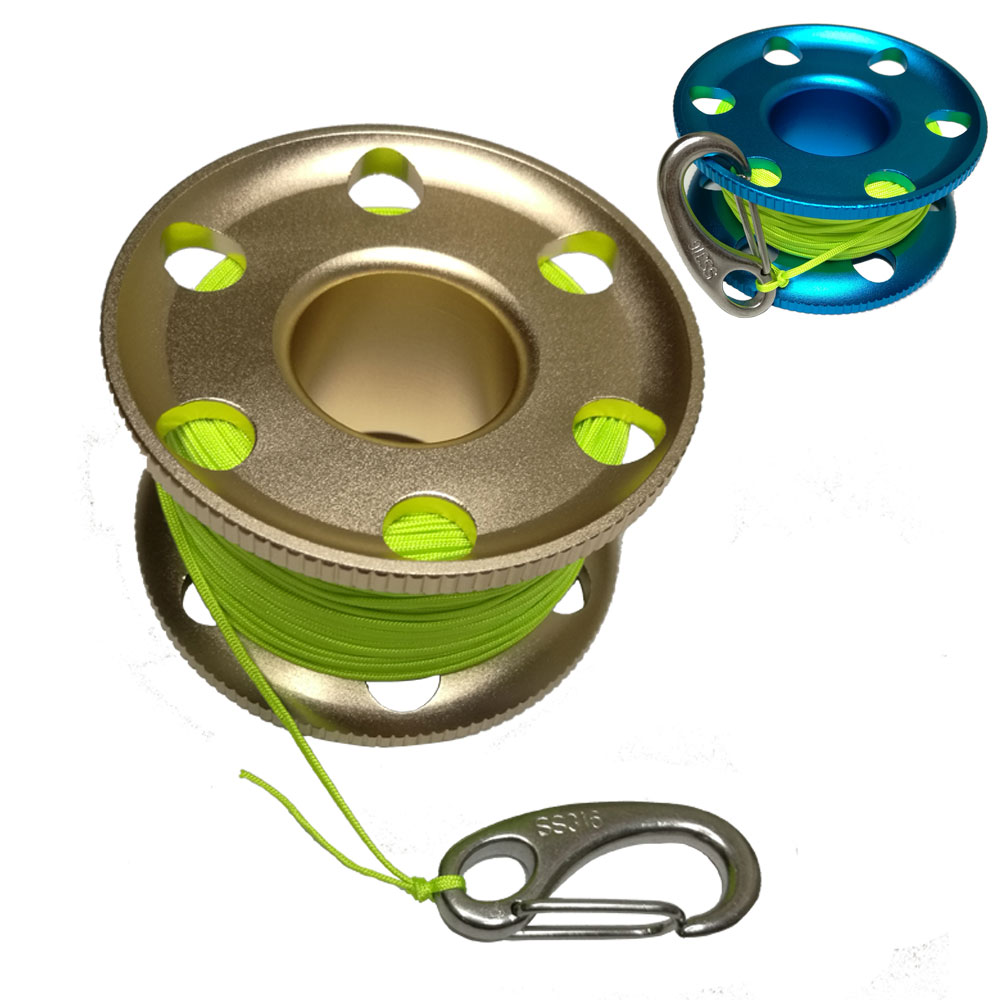 Tauch-Fingerrolle - 30/50M Leine - Aluminium & Edelstahl - Wracktauchen Sicherheitsausrüstung